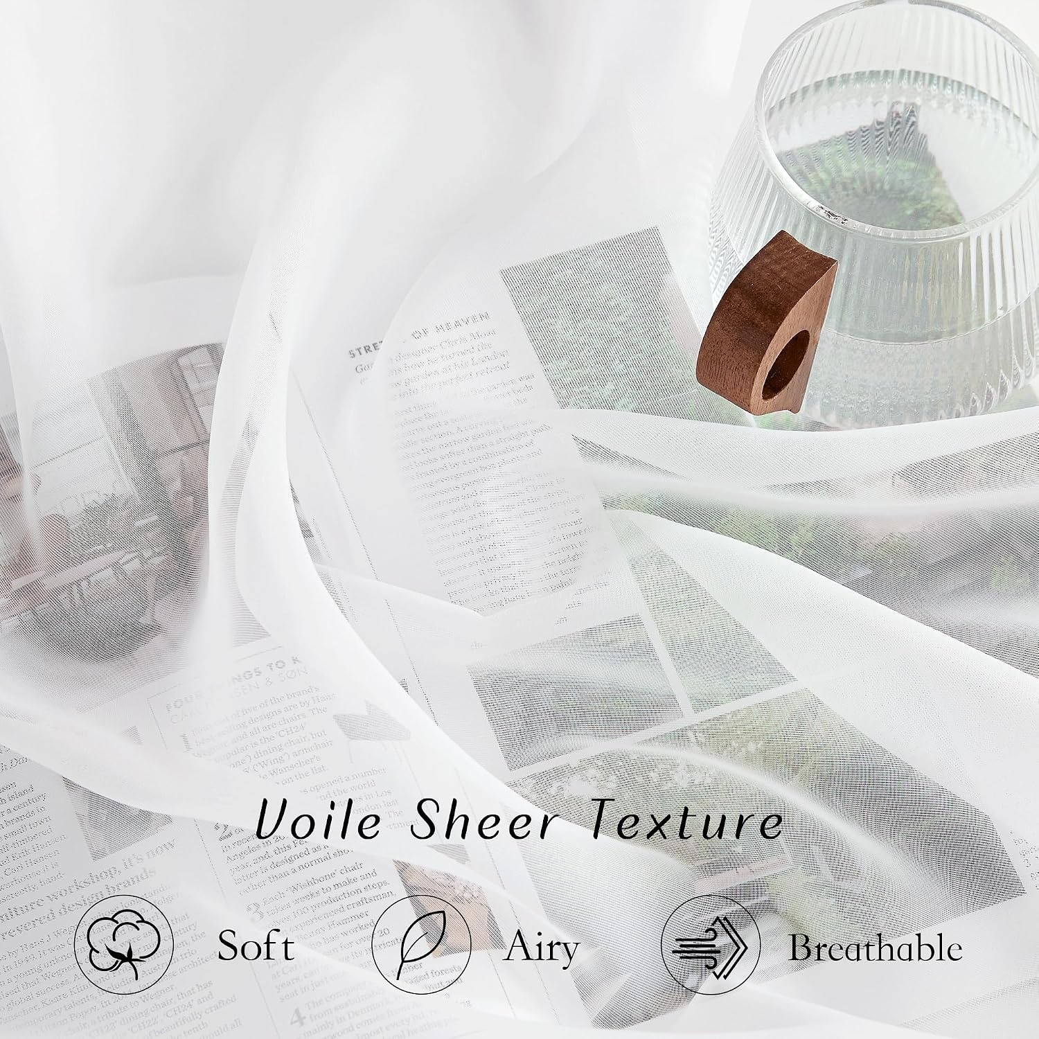 image:imageNICETOWN Bright White Sheer Long Curtains 96 Inch Long 2 Panels W54 x L96Ivory