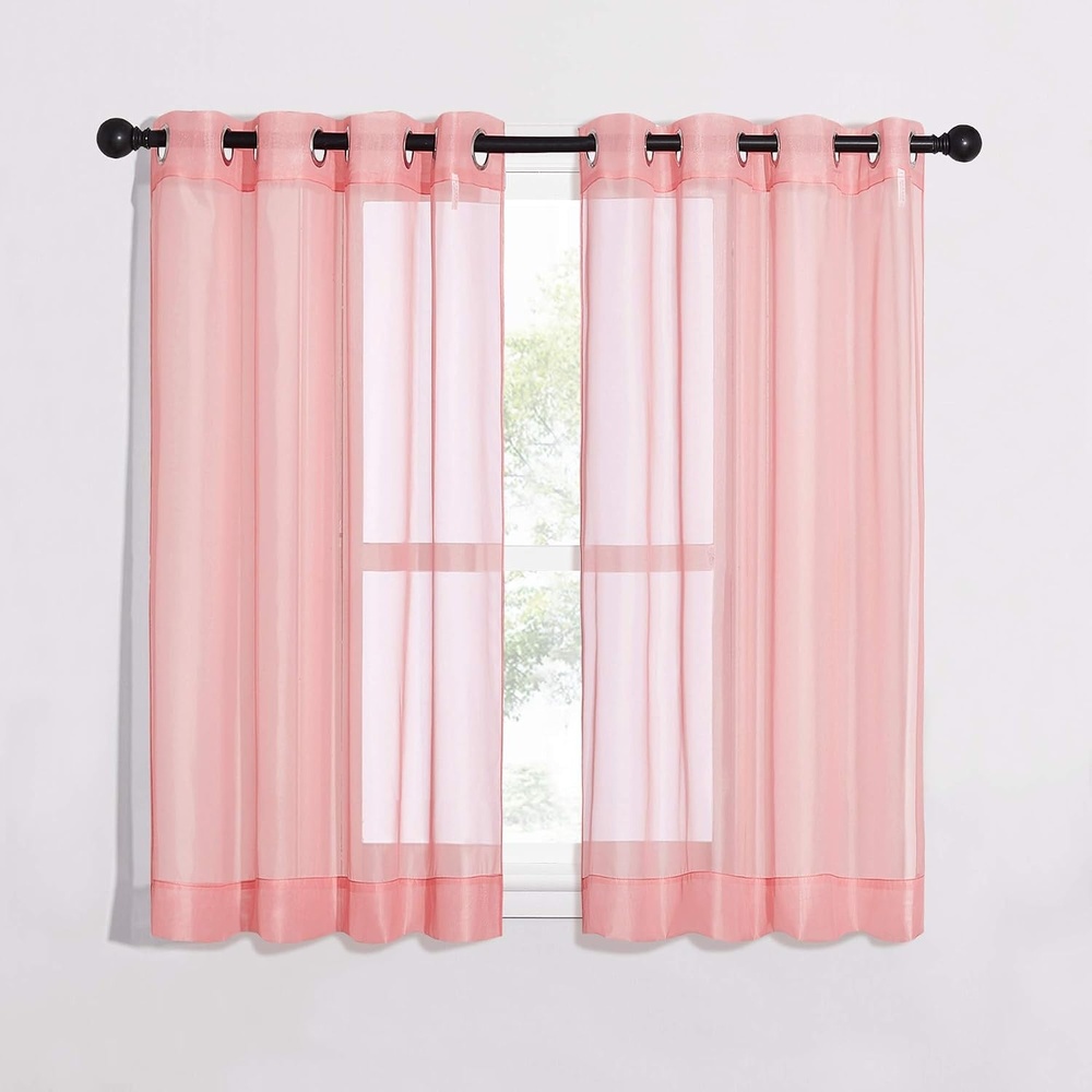 image:imageNICETOWN Bright White Sheer Long Curtains 96 Inch Long 2 Panels W54 x L96Coral