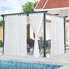 NICETOWN 2 Panels Outdoor Patio Curtains Waterproof, Detachable Sticky Tab Top Indoor Outdoor Sheer Voile Drapes Airy & Elgant Easy Haning for Pergola, W54 x L96, White(Pure White)