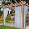 NICETOWN 2 Panels Outdoor Patio Curtains Waterproof, Detachable Sticky Tab Top Indoor Outdoor Sheer Voile Drapes Airy & Elgant Easy Haning for Pergola, W54 x L96, White(Stone Blue)