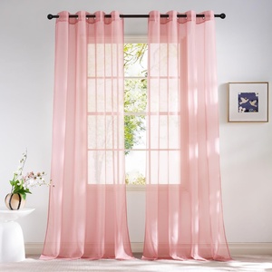 NICETOWN Bright White Sheer Long Curtains 96 Inch Long, 2 Panels, W54 x L96(Baby Pink)