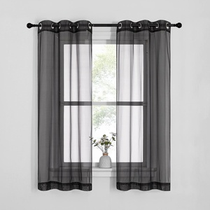 NICETOWN Bright White Sheer Long Curtains 96 Inch Long, 2 Panels, W54 x L96(Black)