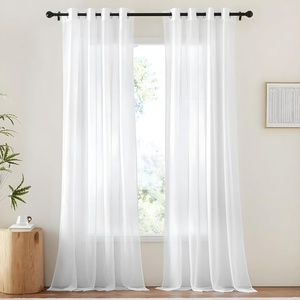 NICETOWN Bright White Sheer Long Curtains 96 Inch Long, 2 Panels, W54 x L96(Bright White)