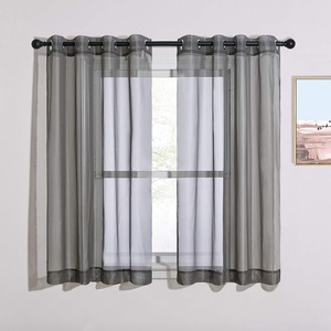 NICETOWN Bright White Sheer Long Curtains 96 Inch Long, 2 Panels, W54 x L96(Dark Grey)