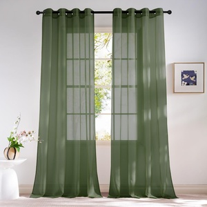 NICETOWN Bright White Sheer Long Curtains 96 Inch Long, 2 Panels, W54 x L96(Forest Green)