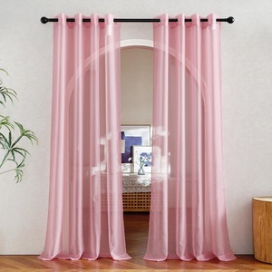 NICETOWN Bright White Sheer Long Curtains 96 Inch Long, 2 Panels, W54 x L96(Pink)