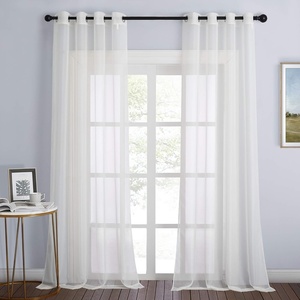 NICETOWN Bright White Sheer Long Curtains 96 Inch Long, 2 Panels, W54 x L96(Soft Beige)