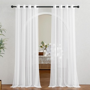NICETOWN Bright White Sheer Long Curtains 96 Inch Long, 2 Panels, W54 x L96(Soft White)