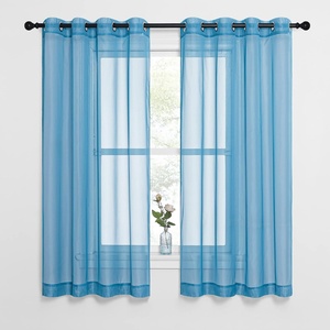 NICETOWN Bright White Sheer Long Curtains 96 Inch Long, 2 Panels, W54 x L96(Turquoise)