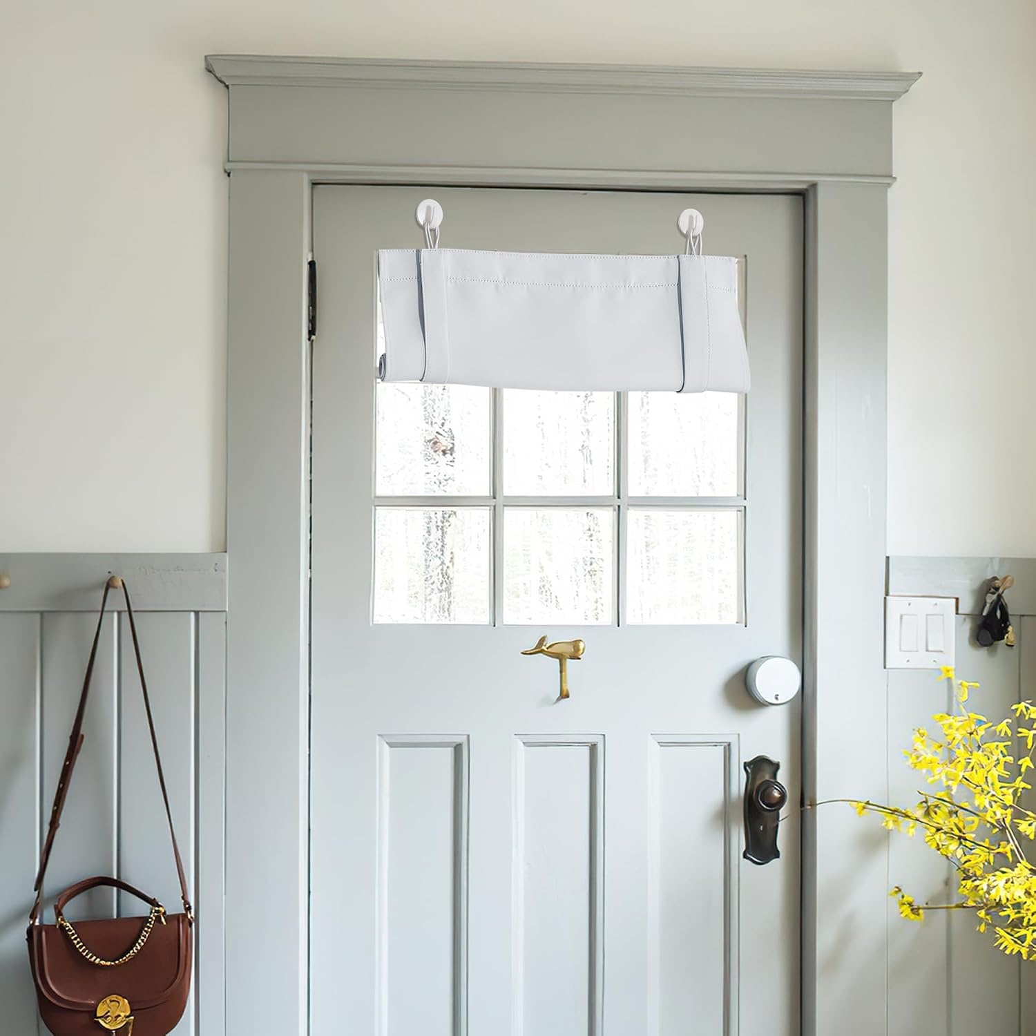 image:imageNICETOWN Classroom Door Curtain for Window French Door Shade for PrivacyGreyish White