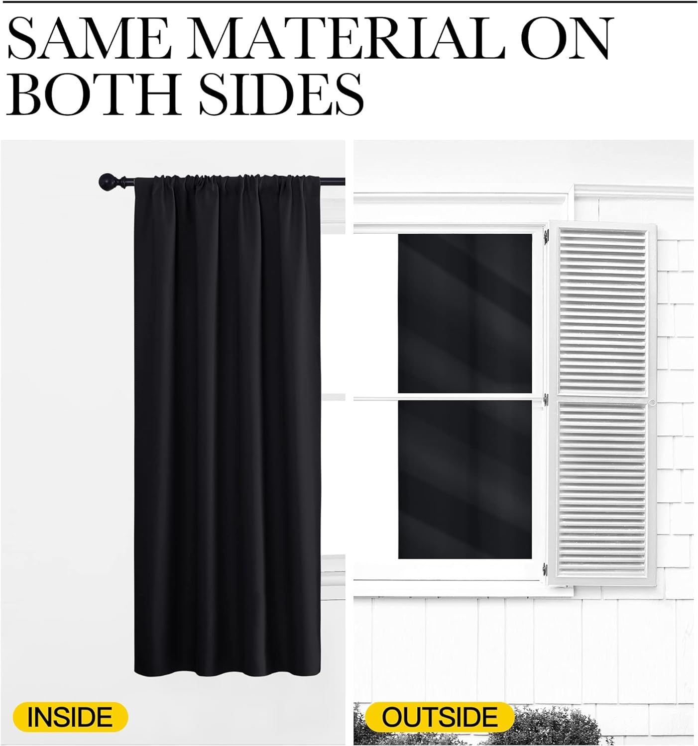 image:imageNICETOWN Black Blackout Curtains for Kitchen 34 Wide x 63 Long 2 Panels