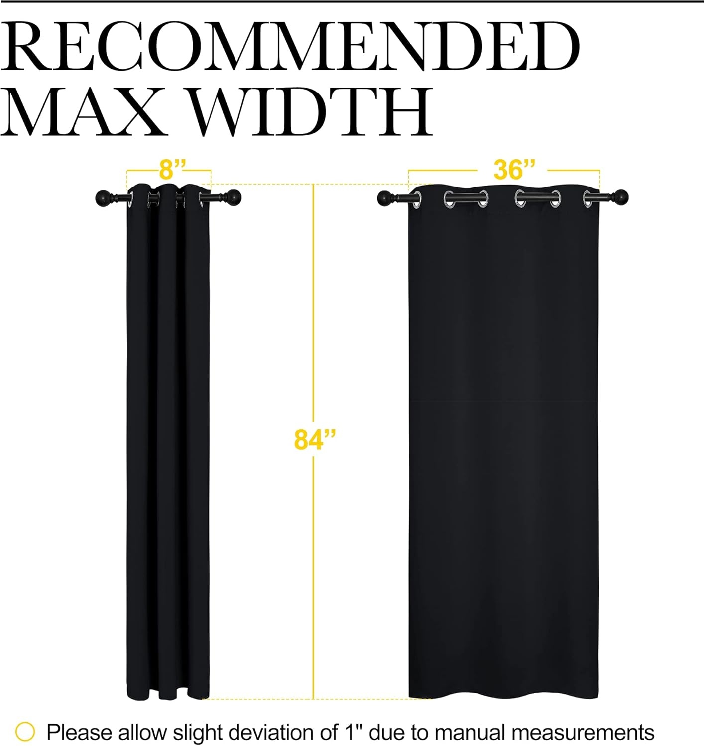image:imageNICETOWN Black Blackout Curtains for Living Room 42 x 84 inches 2 Panels