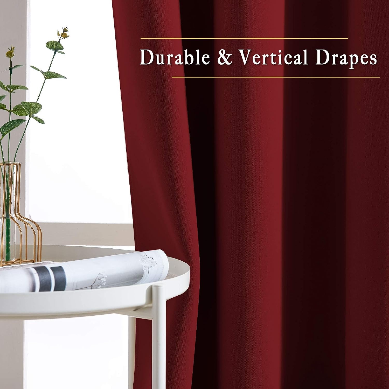 image:imageNICETOWN Burgundy Red Blackout Christmas Curtains 2 Panels W52xL84