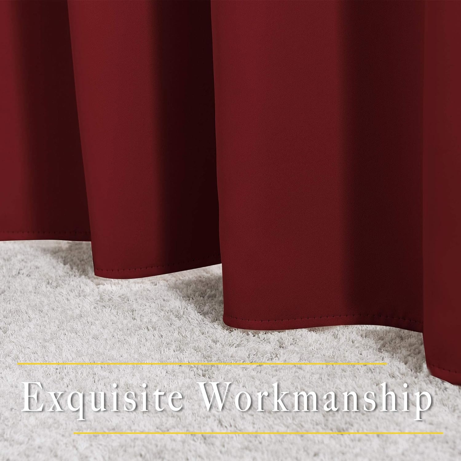 image:imageNICETOWN Burgundy Red Blackout Christmas Curtains 2 Panels W52xL84