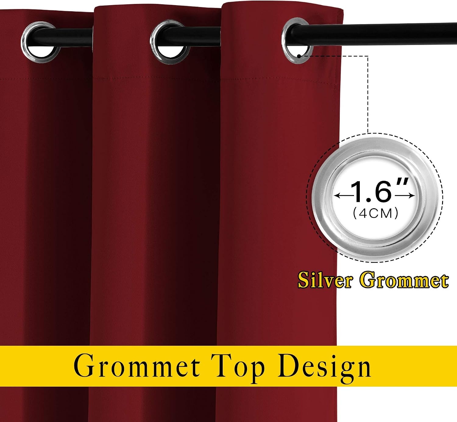 image:imageNICETOWN Burgundy Red Blackout Christmas Curtains 2 Panels W52xL84