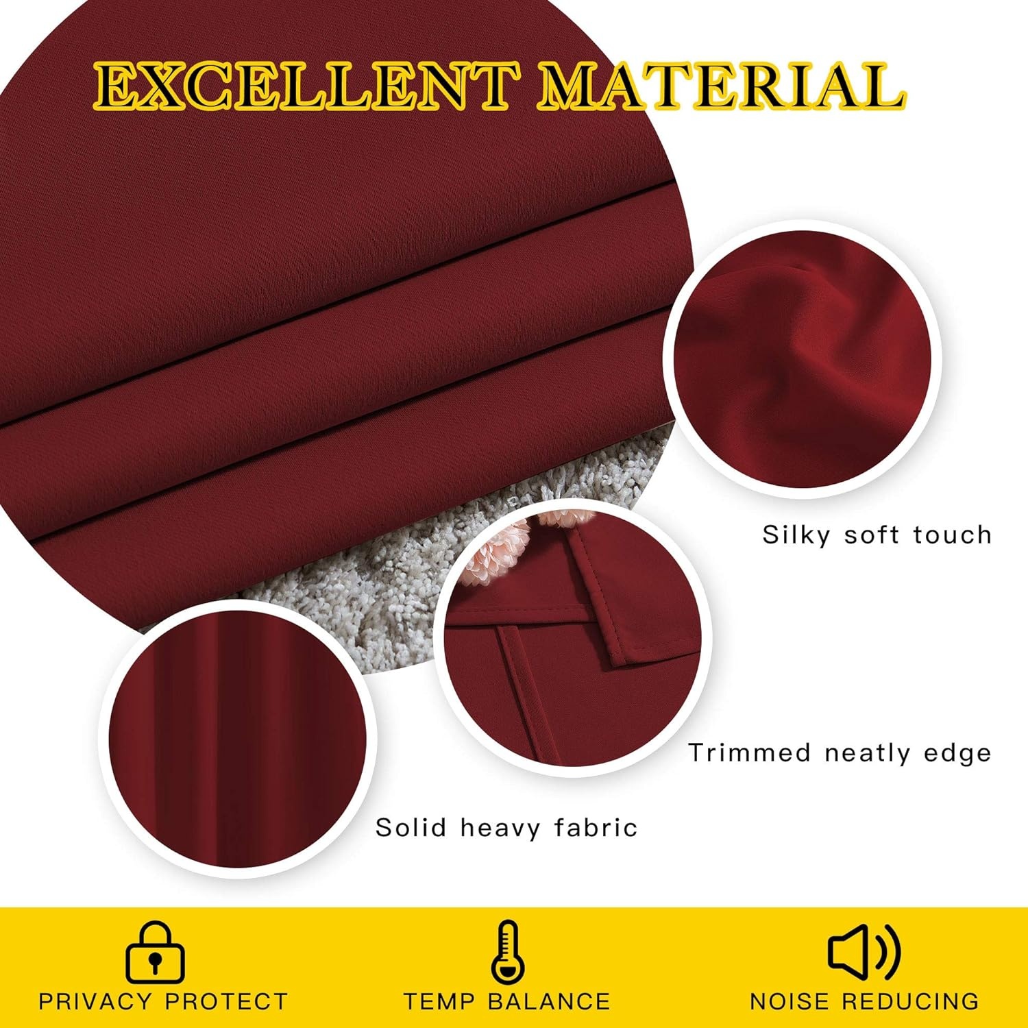 image:imageNICETOWN Burgundy Red Blackout Christmas Curtains 2 Panels W52xL84