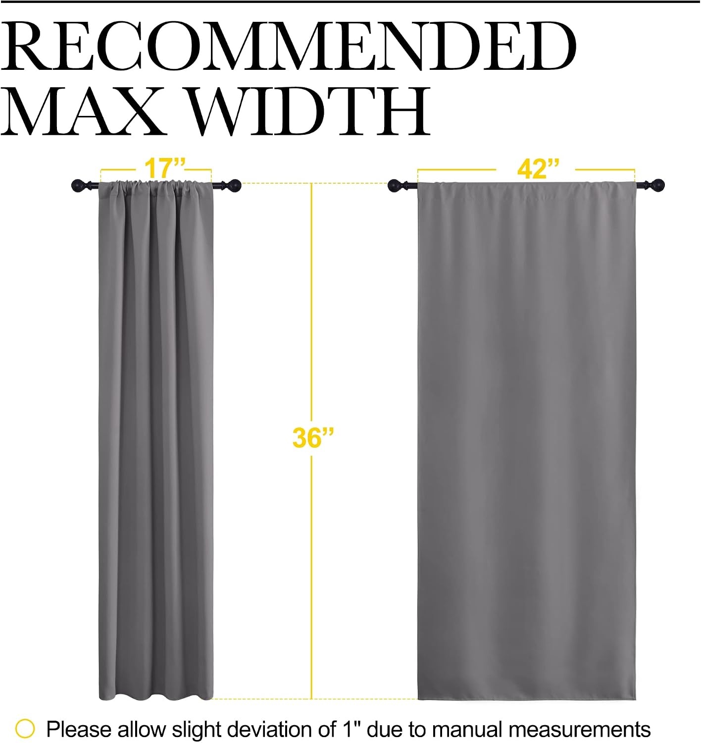 image:imageNICETOWN Grey Blackout Curtains for Bedroom 42 Wide x 36 Long 2 Panels