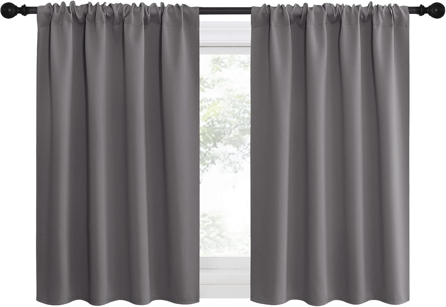 image:imageNICETOWN Grey Blackout Curtains for Bedroom 42 Wide x 36 Long 2 Panels