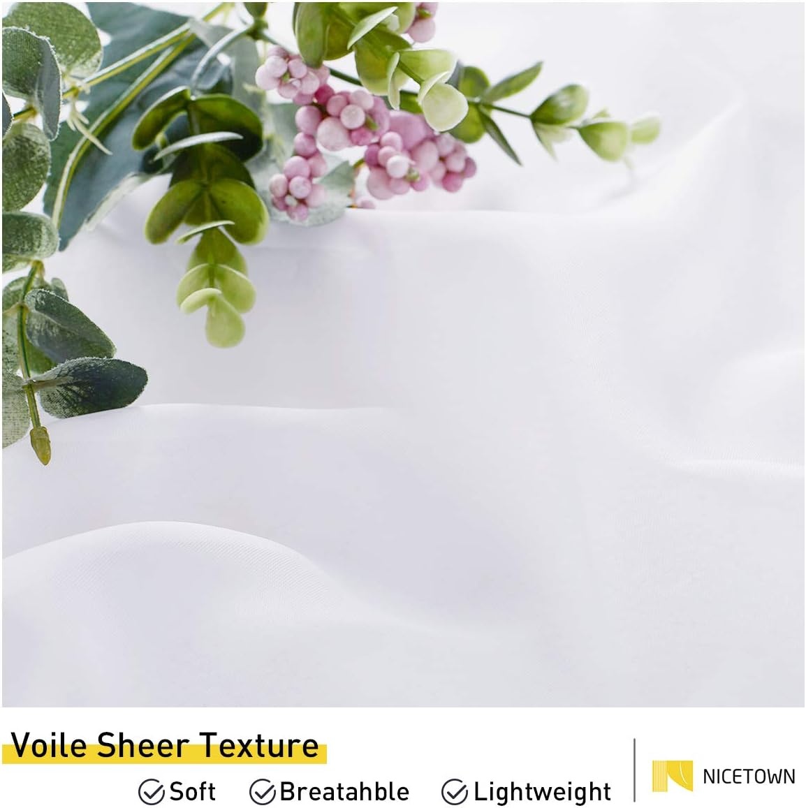 image:imageNICETOWN Outdoor Sheer Curtains for Patio Waterproof 2 Panels Sheer Texture Curtain Panels for Gazebo Porch Pergola Voile Drapes with Rustproof Grommets for Living Room W54 x L84 inch WhiteWhite