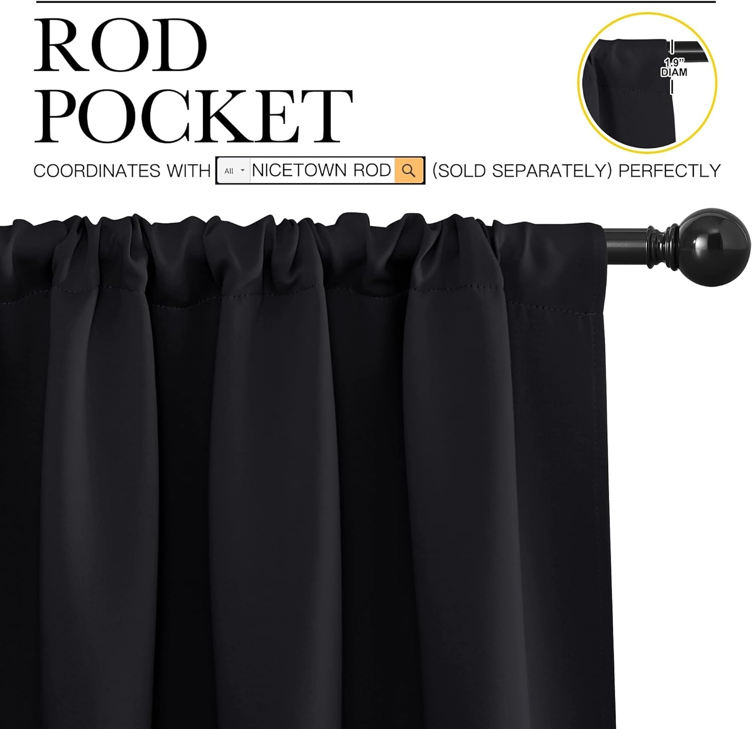 image:imageNICETOWN Short Kitchen Window Blackout Curtains Over Sink 36 inch 2 Panels