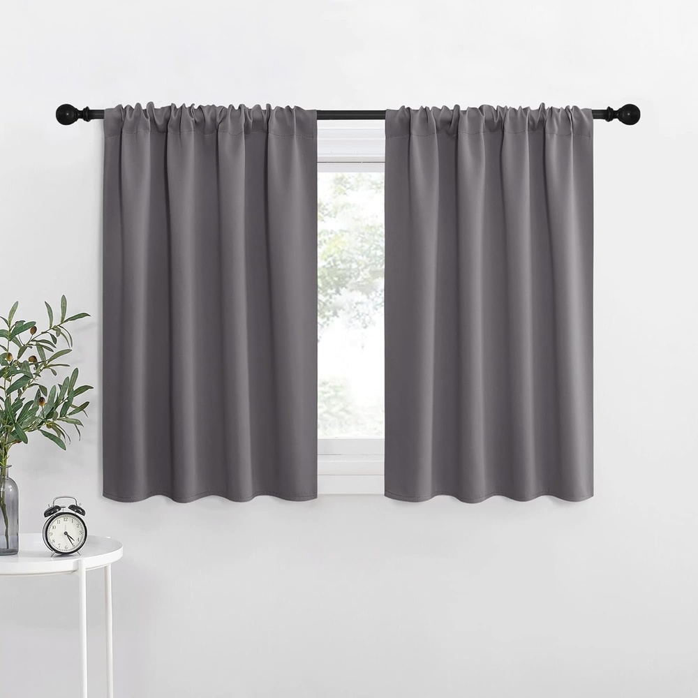 image:imageNICETOWN Grey Blackout Curtains for Bedroom 42 Wide x 36 Long 2 Panels
