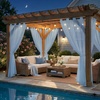 NICETOWN Outdoor Sheer Curtains for Patio Waterproof, 2 Panels Sheer Texture Curtain Panels for Gazebo, Porch, Pergola, Voile Drapes with Rustproof Grommets for Living Room, W54 x L84 inch, White(Stone Blue)