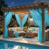 NICETOWN Outdoor Sheer Curtains for Patio Waterproof, 2 Panels Sheer Texture Curtain Panels for Gazebo, Porch, Pergola, Voile Drapes with Rustproof Grommets for Living Room, W54 x L84 inch, White(Turquoise)