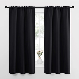 NICETOWN Black Blackout Curtains for Kitchen 34″ Wide x 63″ Long 2 Panels