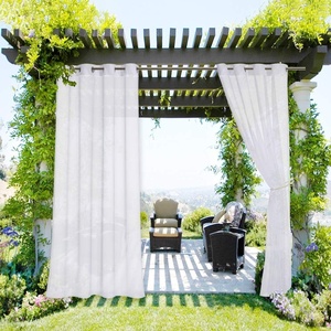 NICETOWN Outdoor Sheer Curtains for Patio Waterproof, 2 Panels Sheer Texture Curtain Panels for Gazebo, Porch, Pergola, Voile Drapes with Rustproof Grommets for Living Room, W54 x L84 inch, White(White)