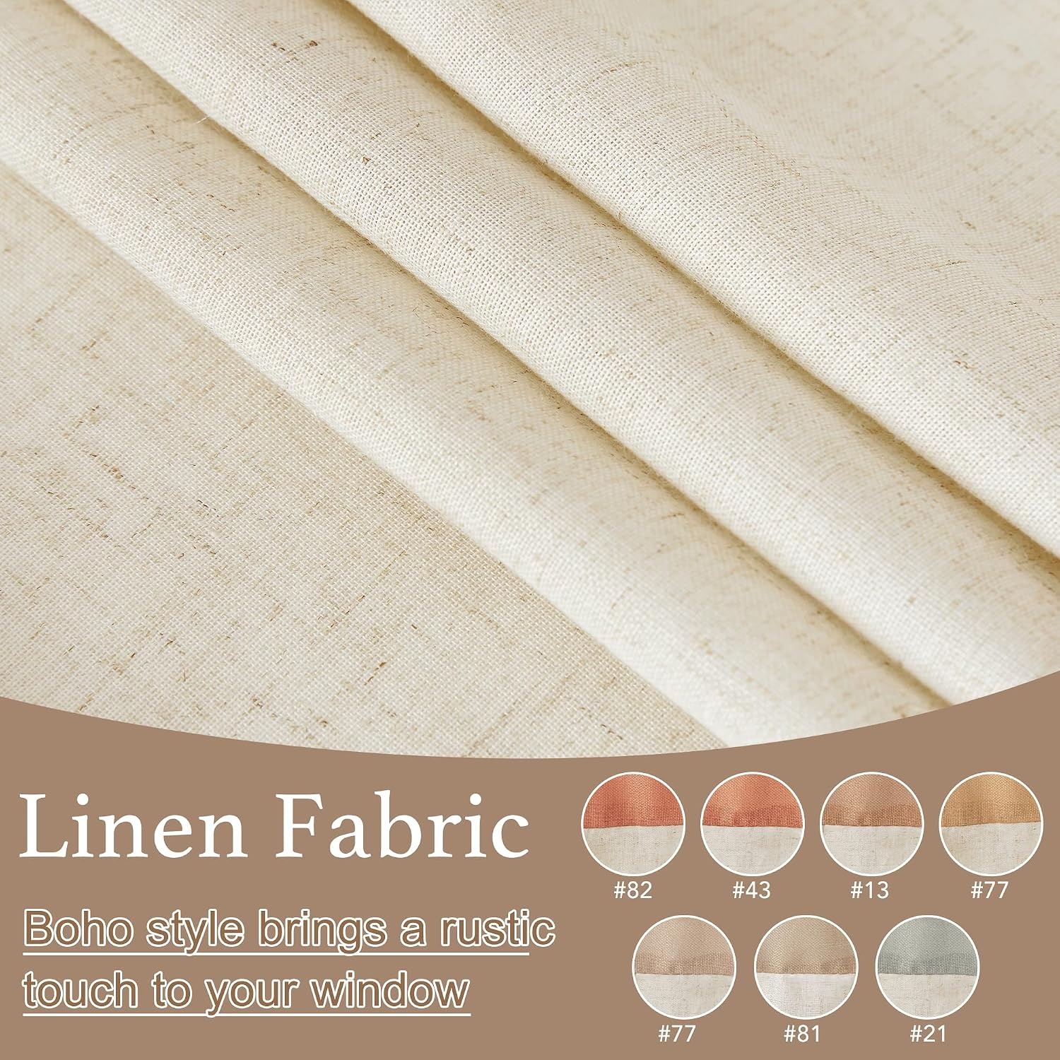 image:imageNICETOWN 2 Panles 55 x 84 inches Long Grommet Thick Linen Window Curtains with 2 Panles 55 x 18 inches Length Button Farmhouse Short Valances for Bedroom Living Room Decor Terracotta