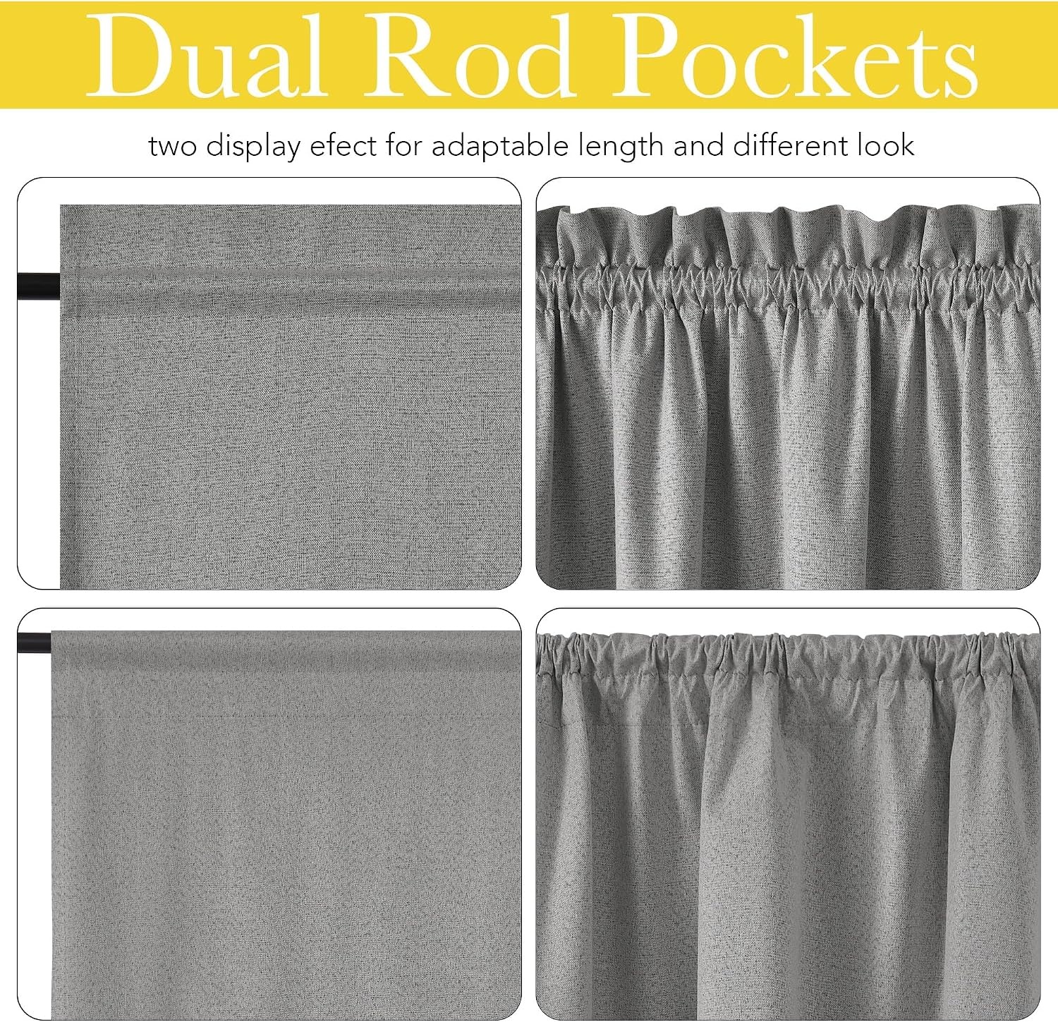 image:imageNICETOWN Dove Grey Blackout Linen French Door Curtain for Glass WindowGrey