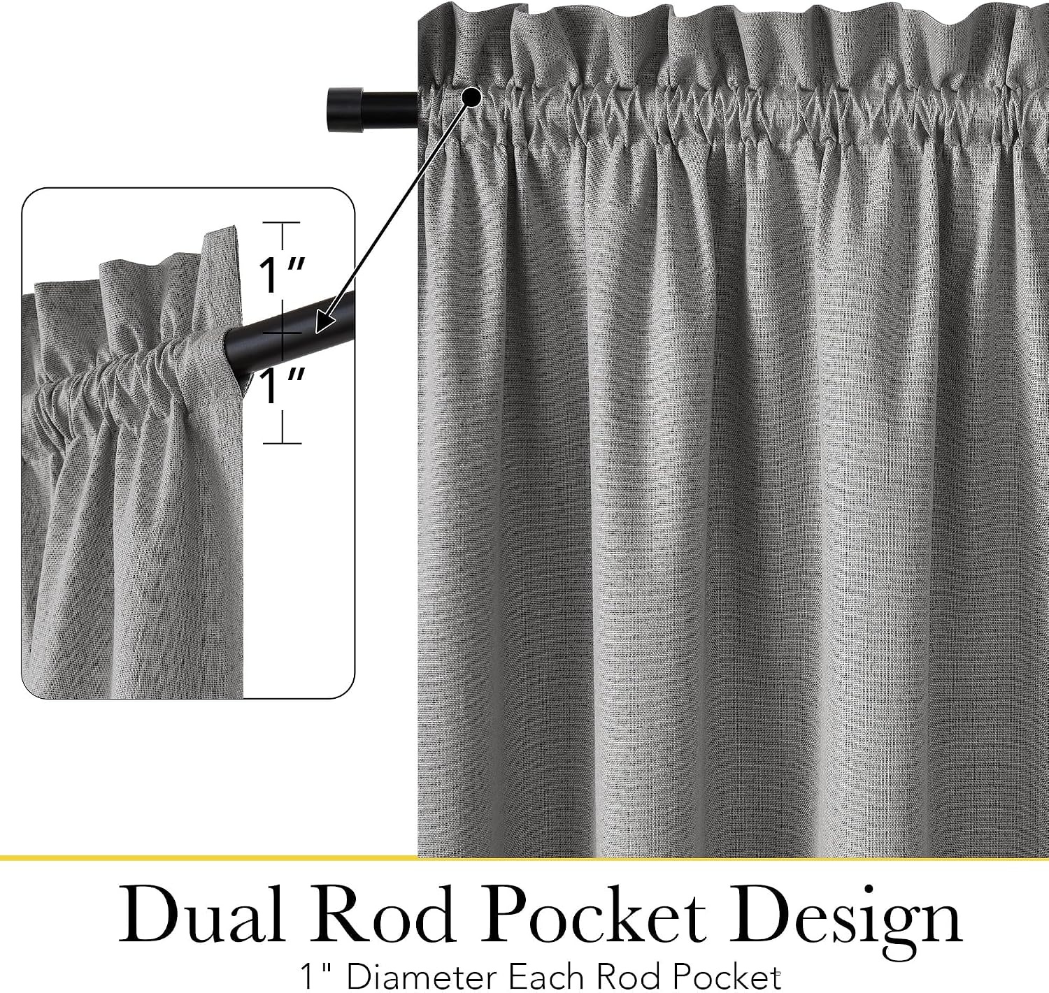 image:imageNICETOWN Dove Grey Blackout Linen French Door Curtain for Glass WindowGrey