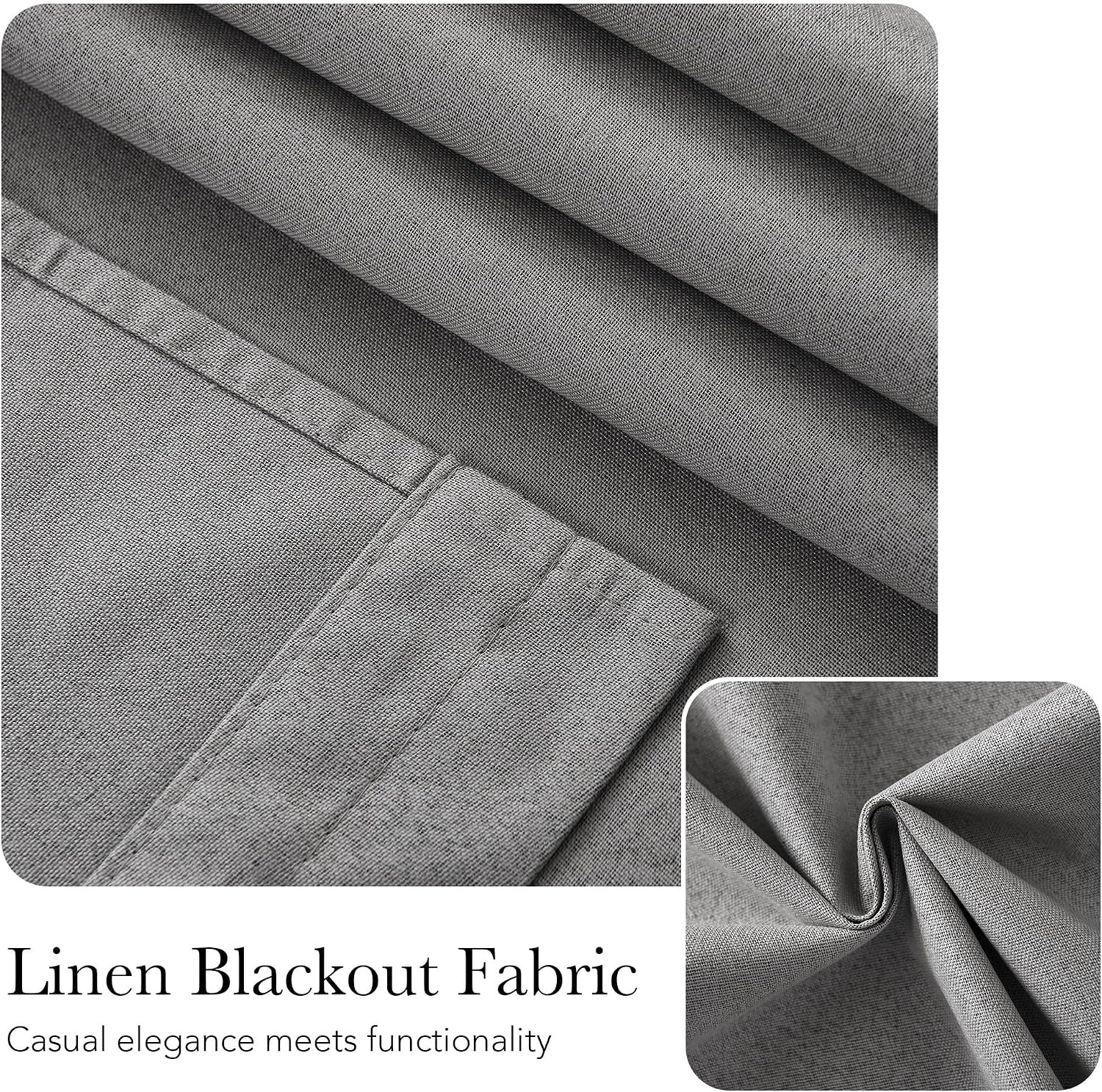 image:imageNICETOWN Dove Grey Blackout Linen French Door Curtain for Glass WindowGrey