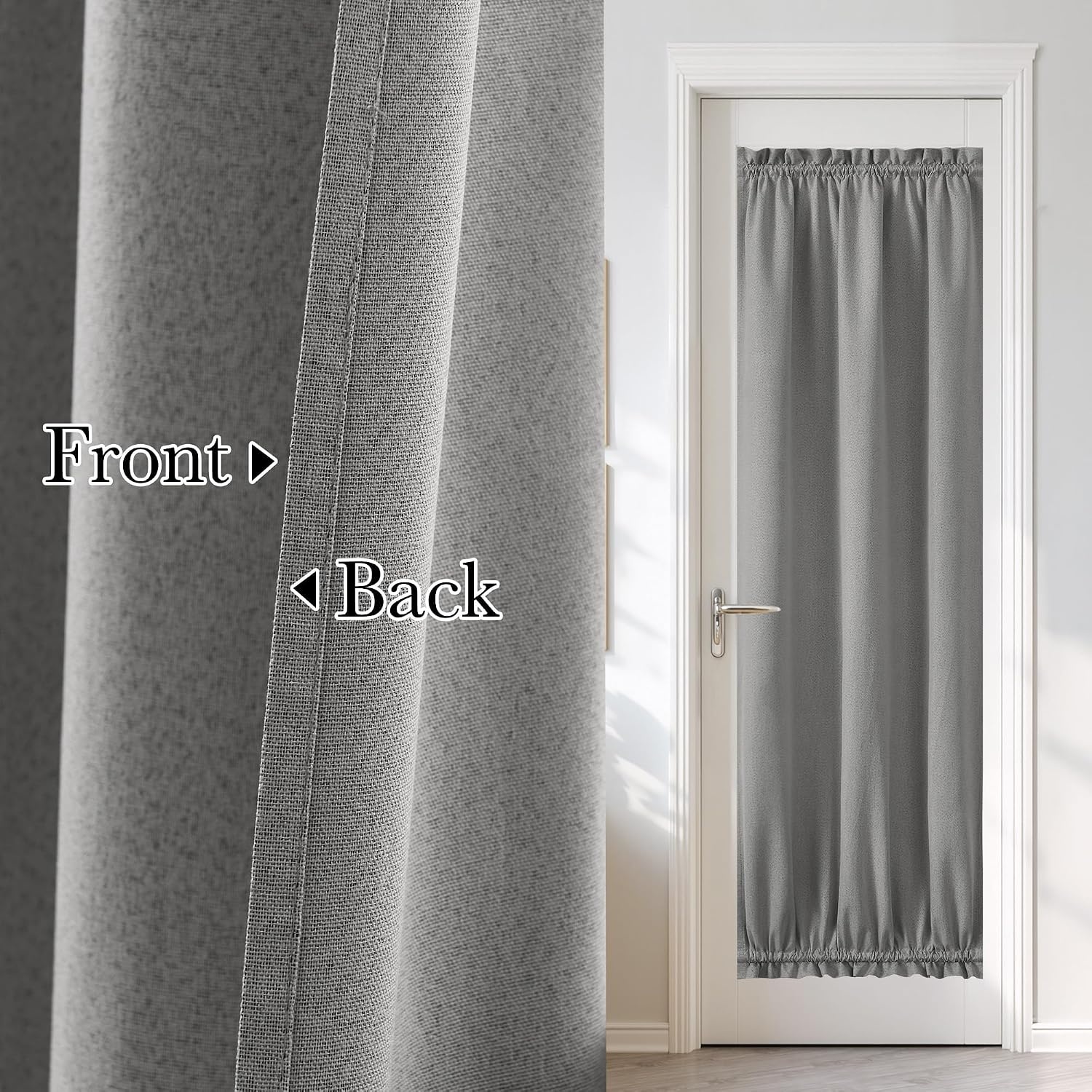 image:imageNICETOWN Dove Grey Blackout Linen French Door Curtain for Glass WindowGrey
