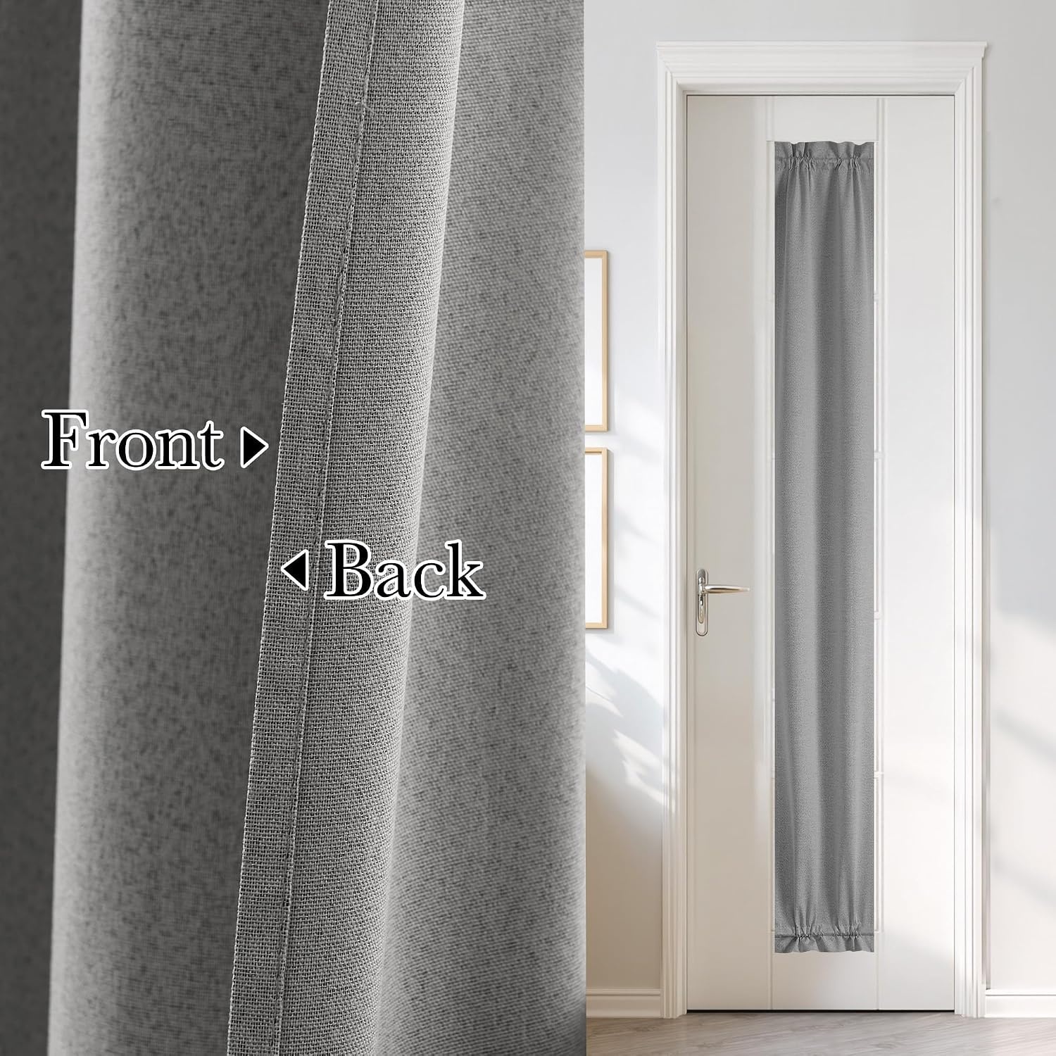 image:imageNICETOWN Dove Grey Blackout Linen French Door Curtain for Glass WindowGrey