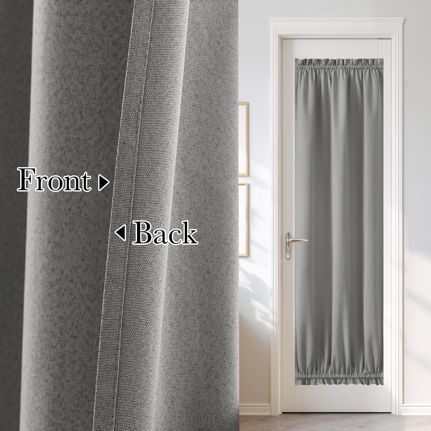 image:imageNICETOWN Dove Grey Blackout Linen French Door Curtain for Glass WindowGrey
