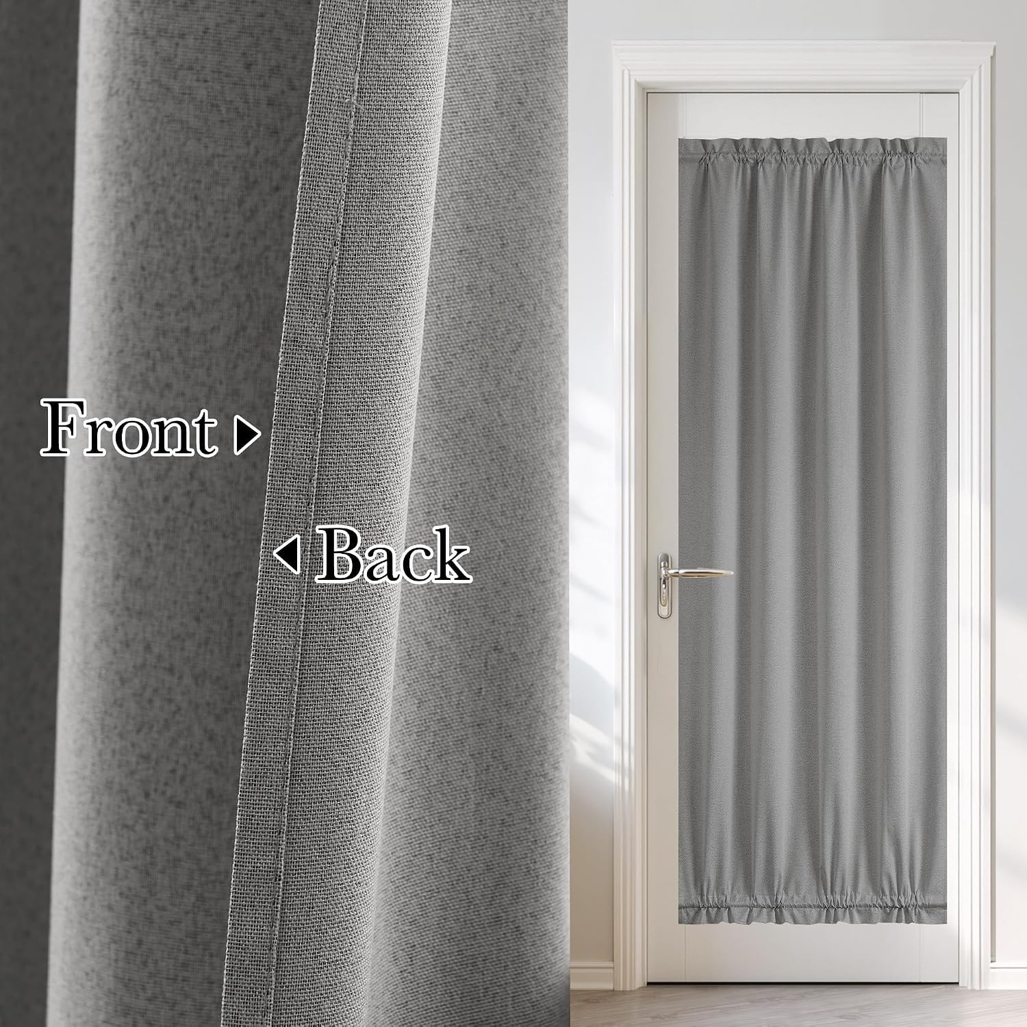 image:imageNICETOWN Dove Grey Blackout Linen French Door Curtain for Glass WindowGrey