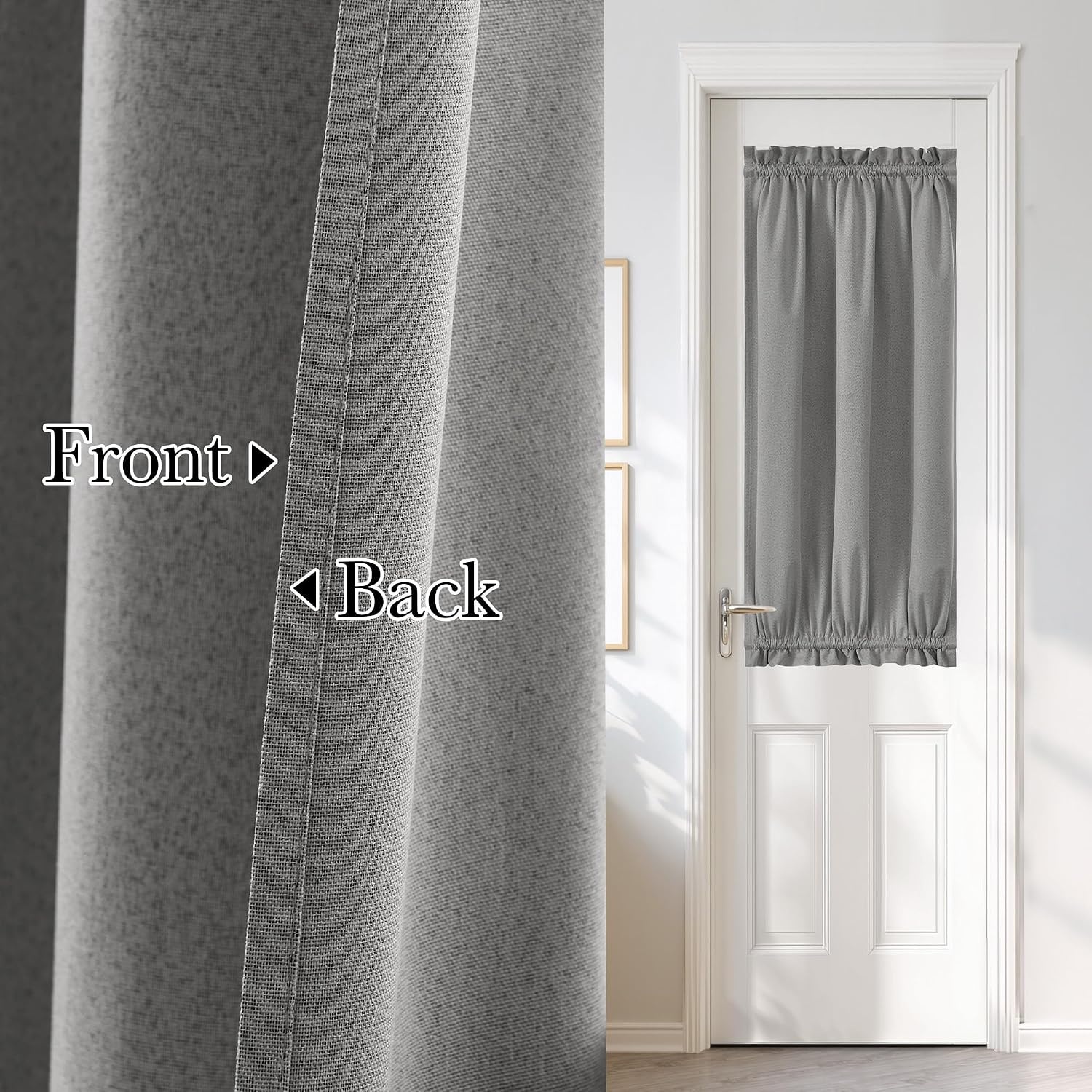 image:imageNICETOWN Dove Grey Blackout Linen French Door Curtain for Glass WindowGrey