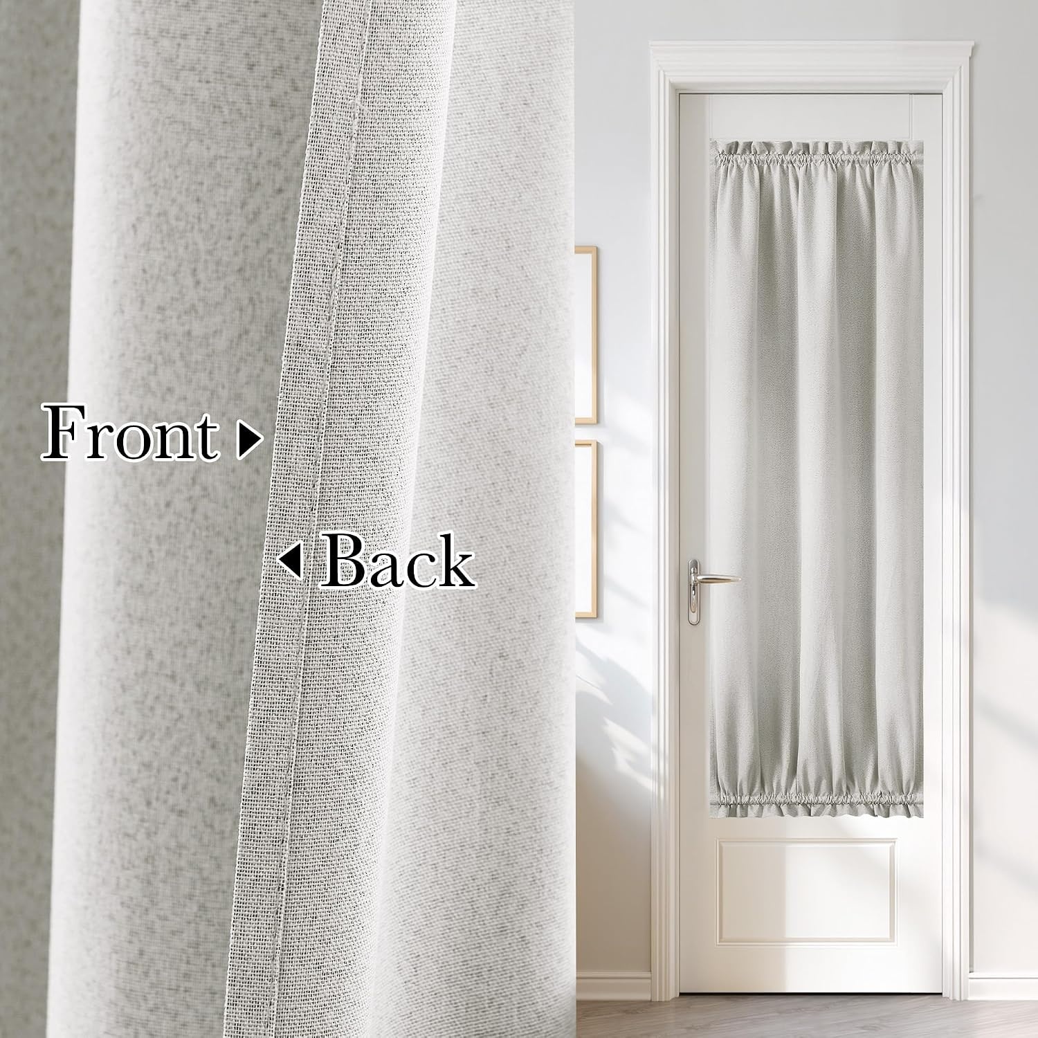 image:imageNICETOWN Dove Grey Blackout Linen French Door Curtain for Glass WindowGreyish White