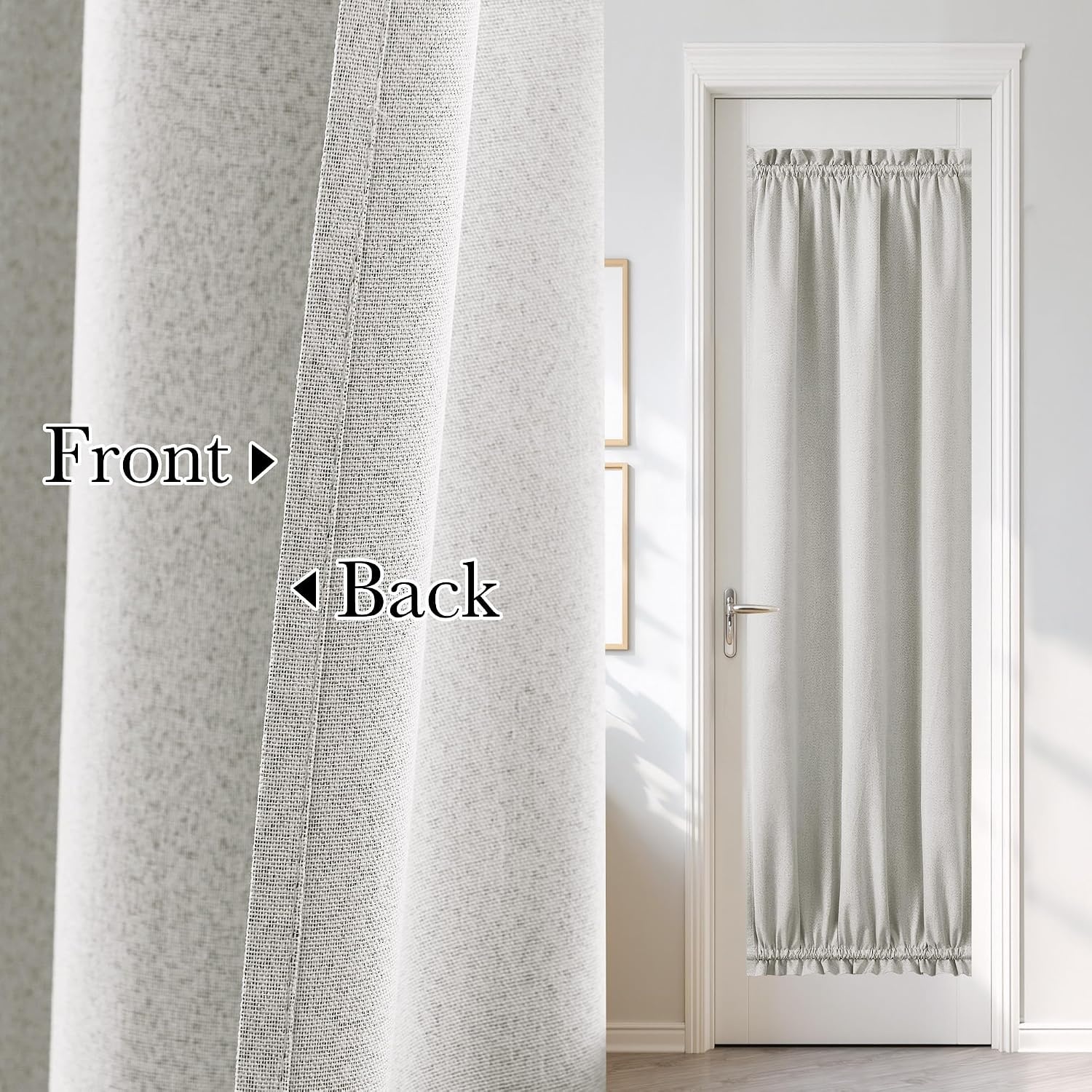 image:imageNICETOWN Dove Grey Blackout Linen French Door Curtain for Glass WindowGreyish White