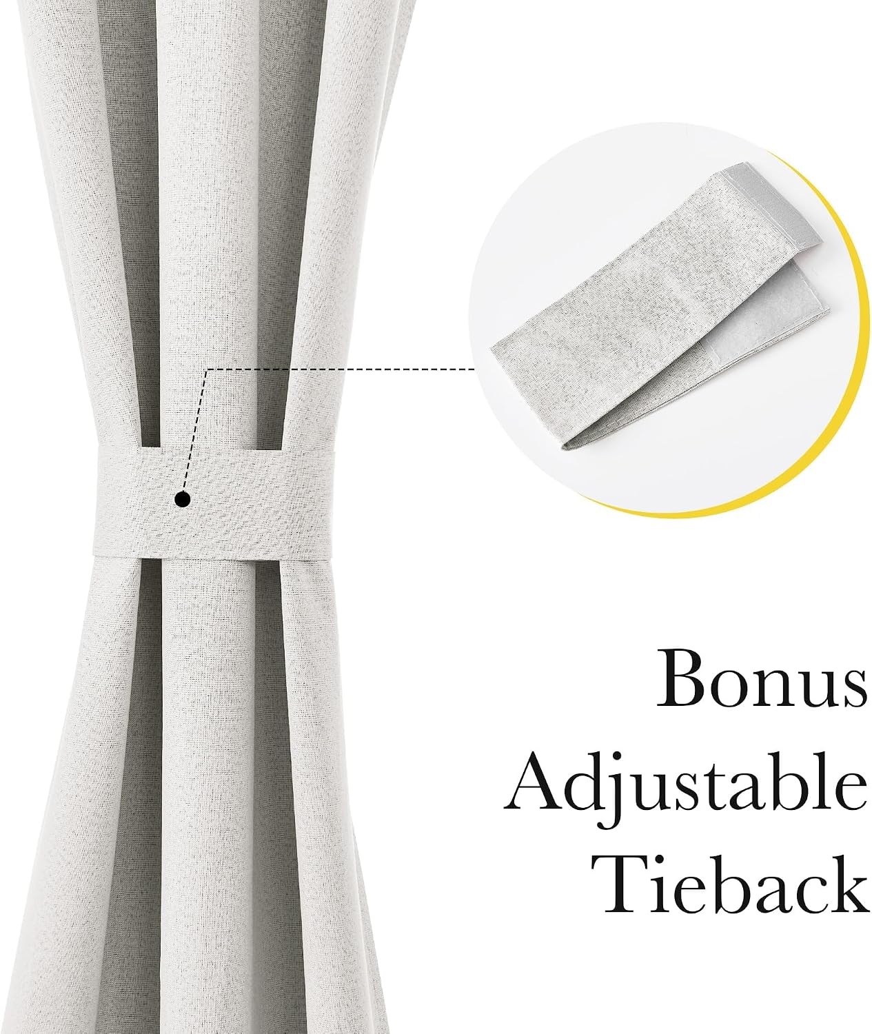 image:imageNICETOWN Dove Grey Blackout Linen French Door Curtain for Glass WindowGreyish White