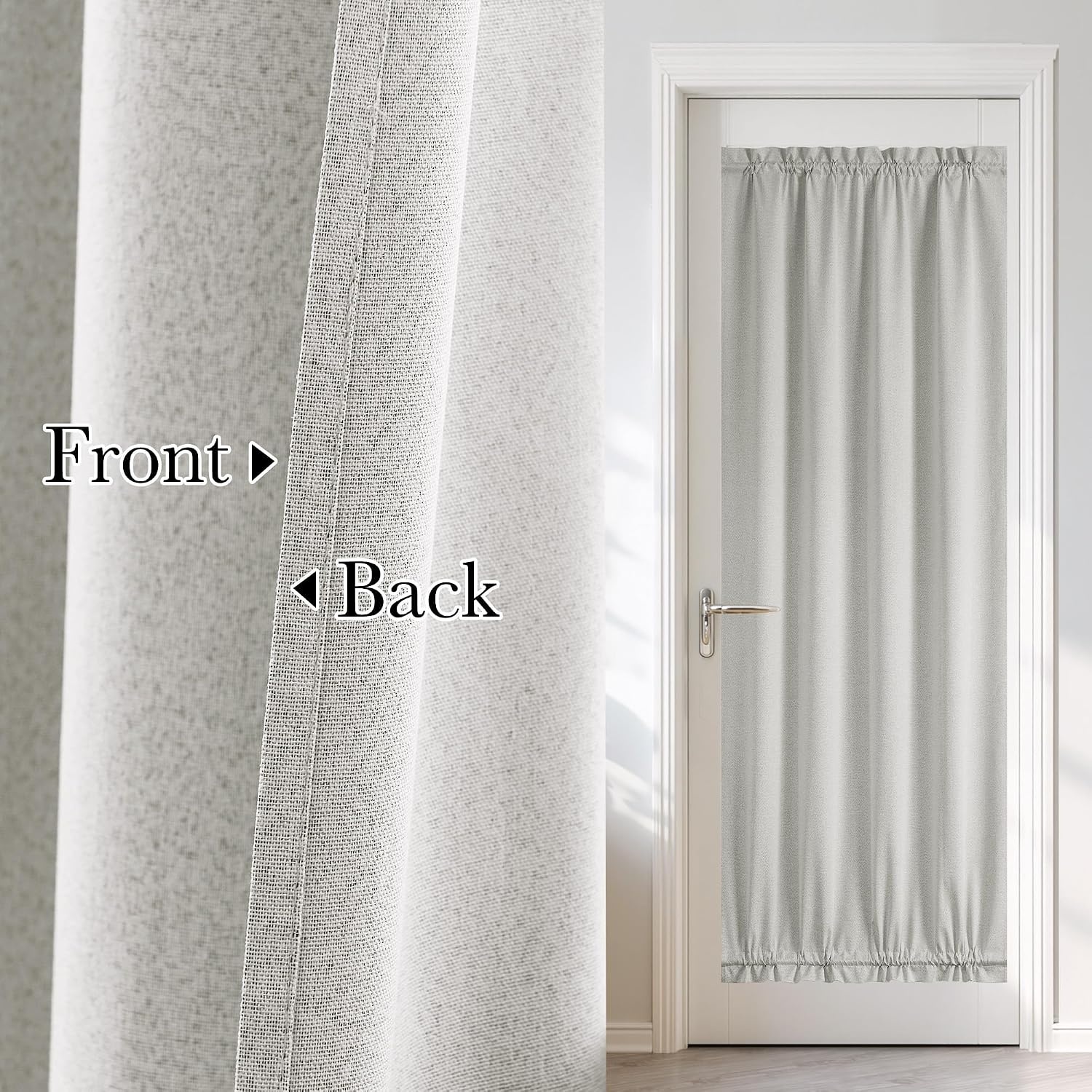 image:imageNICETOWN Dove Grey Blackout Linen French Door Curtain for Glass WindowGreyish White