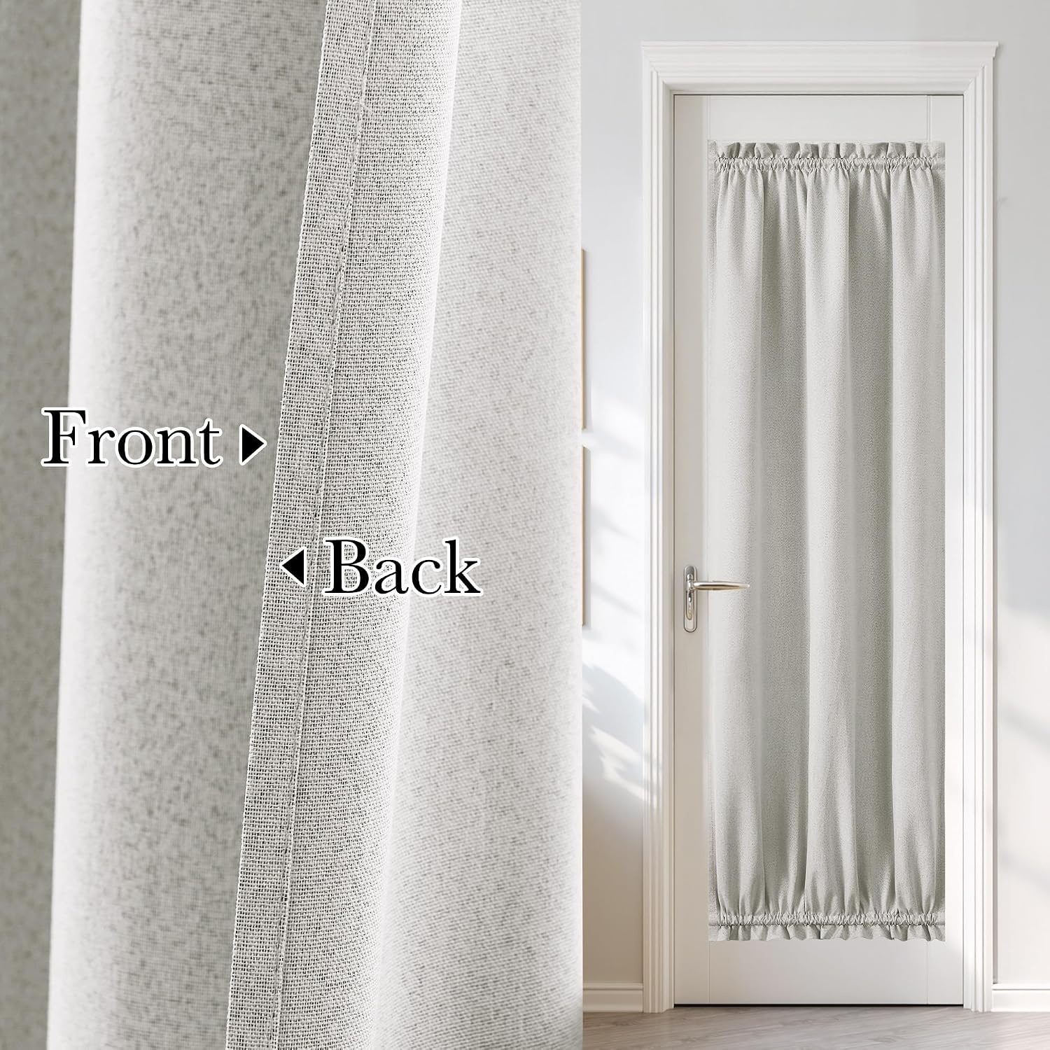 image:imageNICETOWN Dove Grey Blackout Linen French Door Curtain for Glass WindowGreyish White