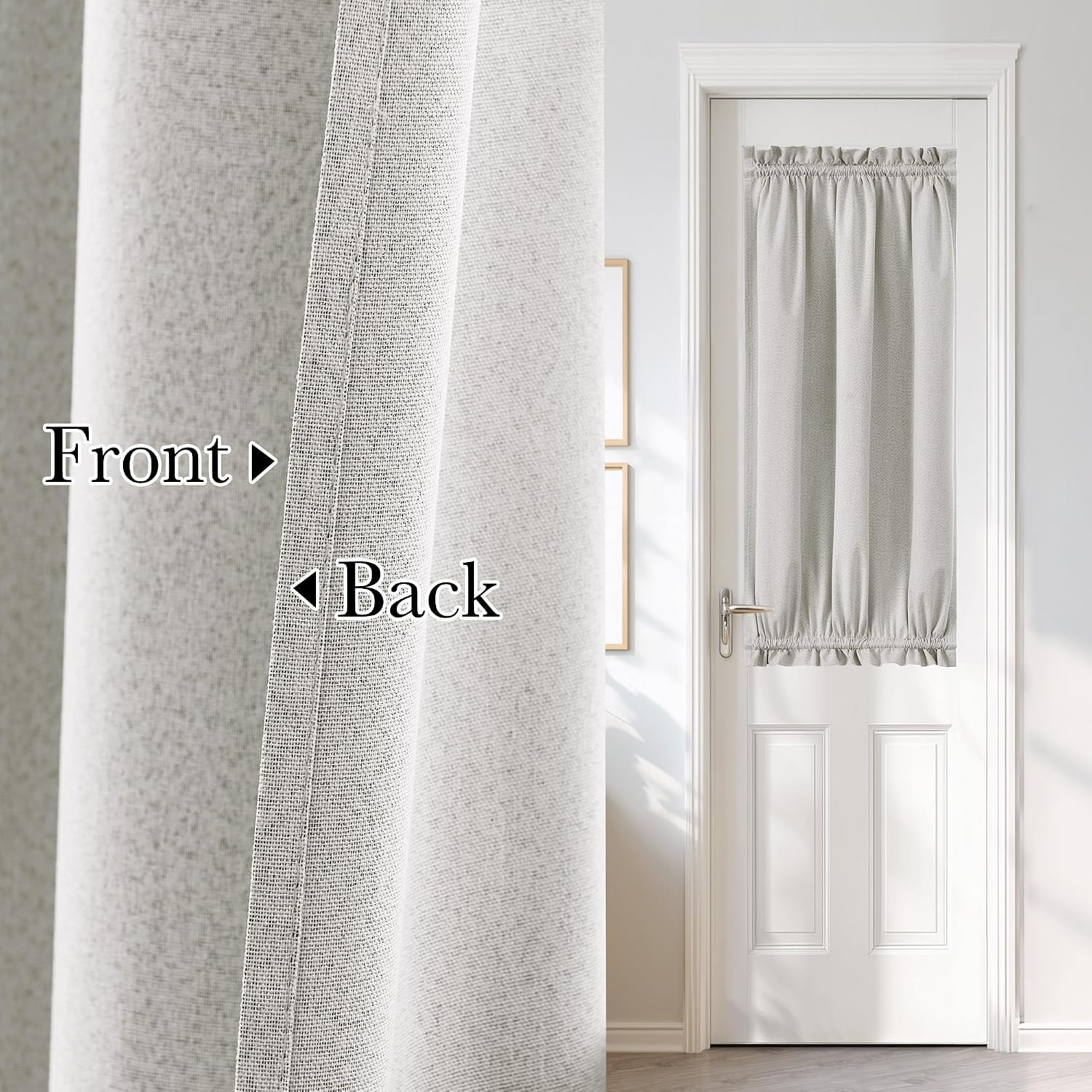 image:imageNICETOWN Dove Grey Blackout Linen French Door Curtain for Glass WindowGreyish White