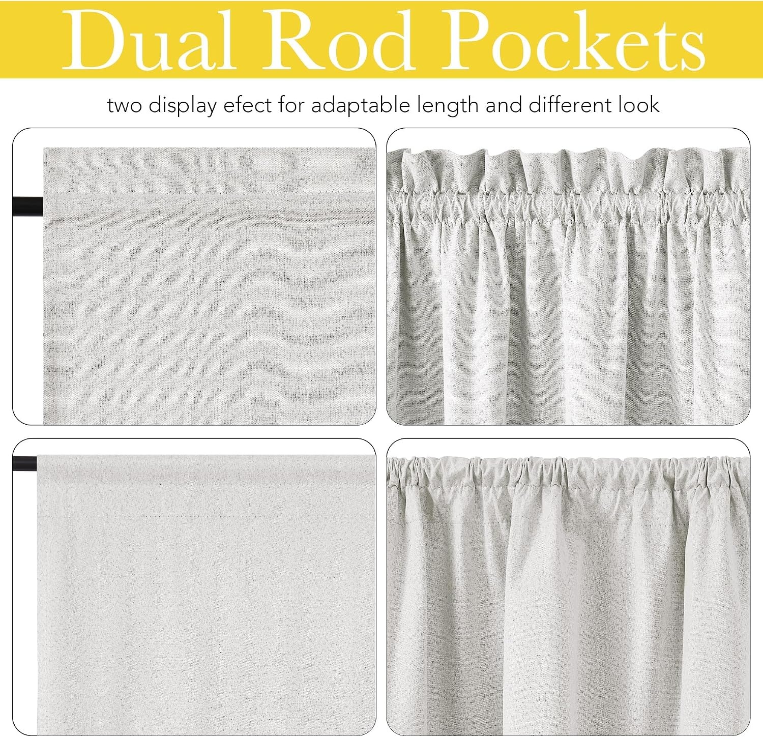 image:imageNICETOWN Dove Grey Blackout Linen French Door Curtain for Glass WindowGreyish White
