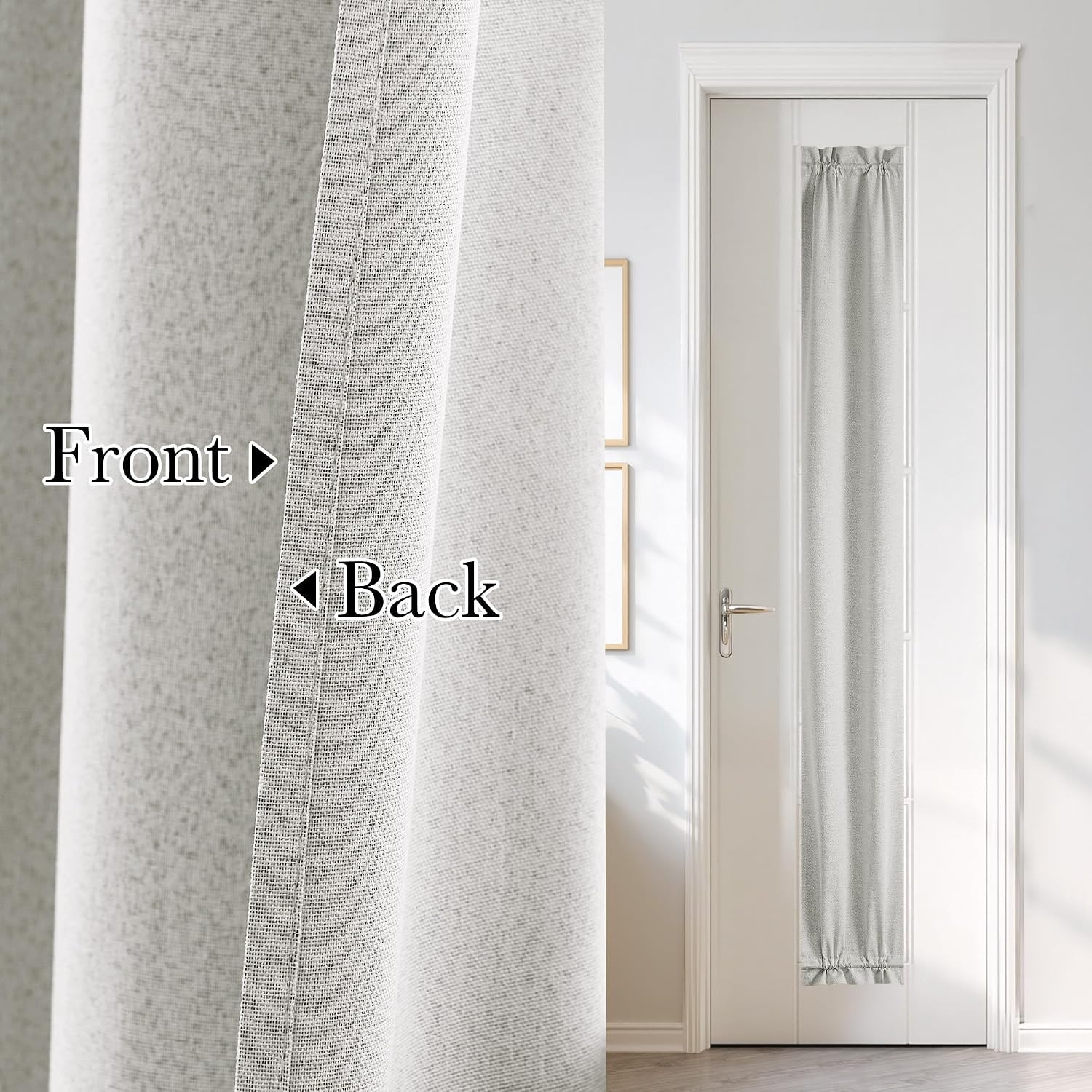 image:imageNICETOWN Dove Grey Blackout Linen French Door Curtain for Glass WindowGreyish White