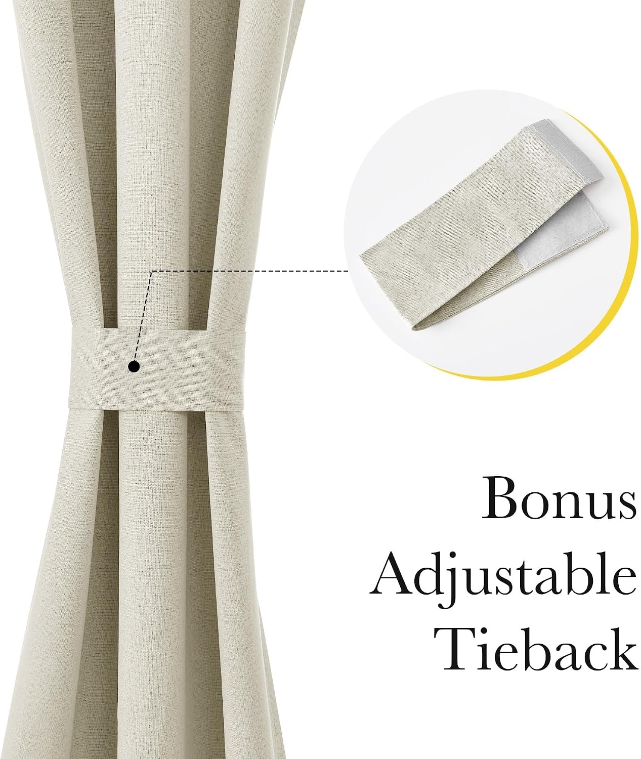 image:imageNICETOWN Dove Grey Blackout Linen French Door Curtain for Glass WindowLight Beige