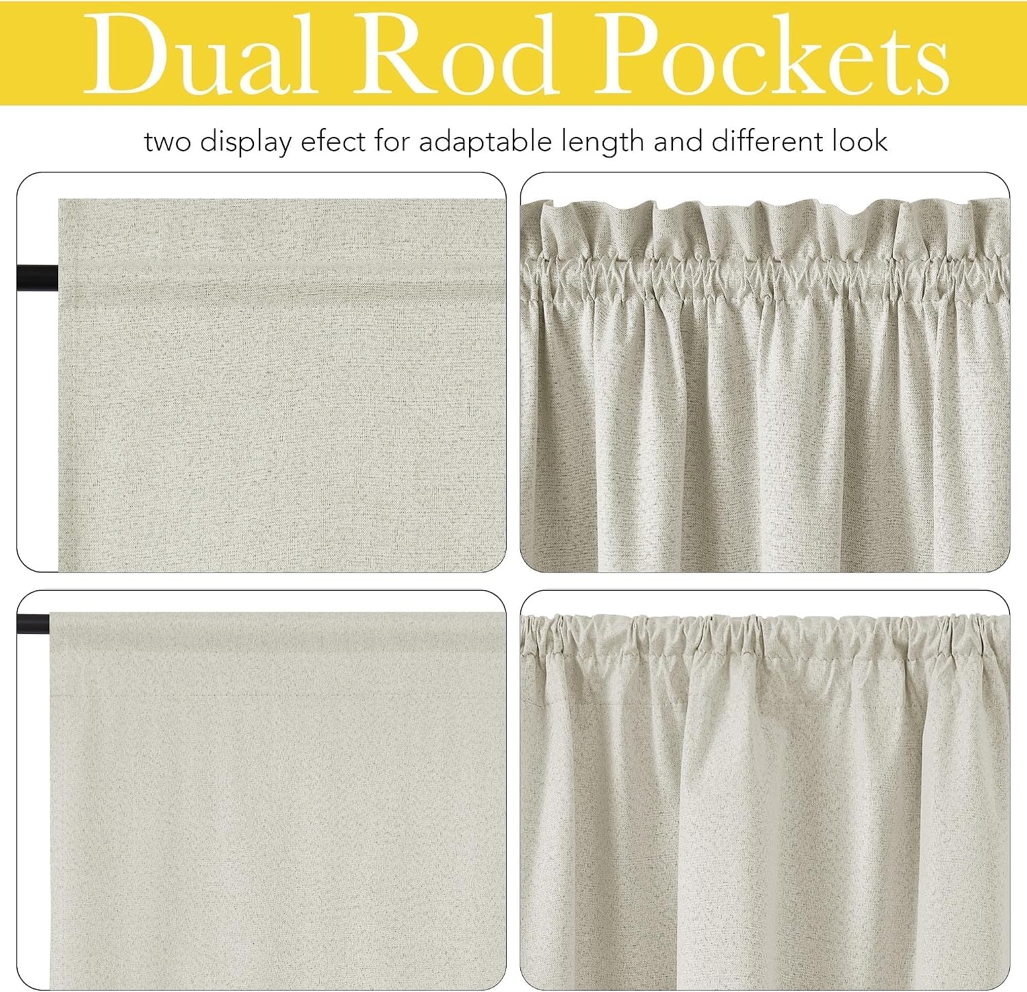 image:imageNICETOWN Dove Grey Blackout Linen French Door Curtain for Glass WindowLight Beige