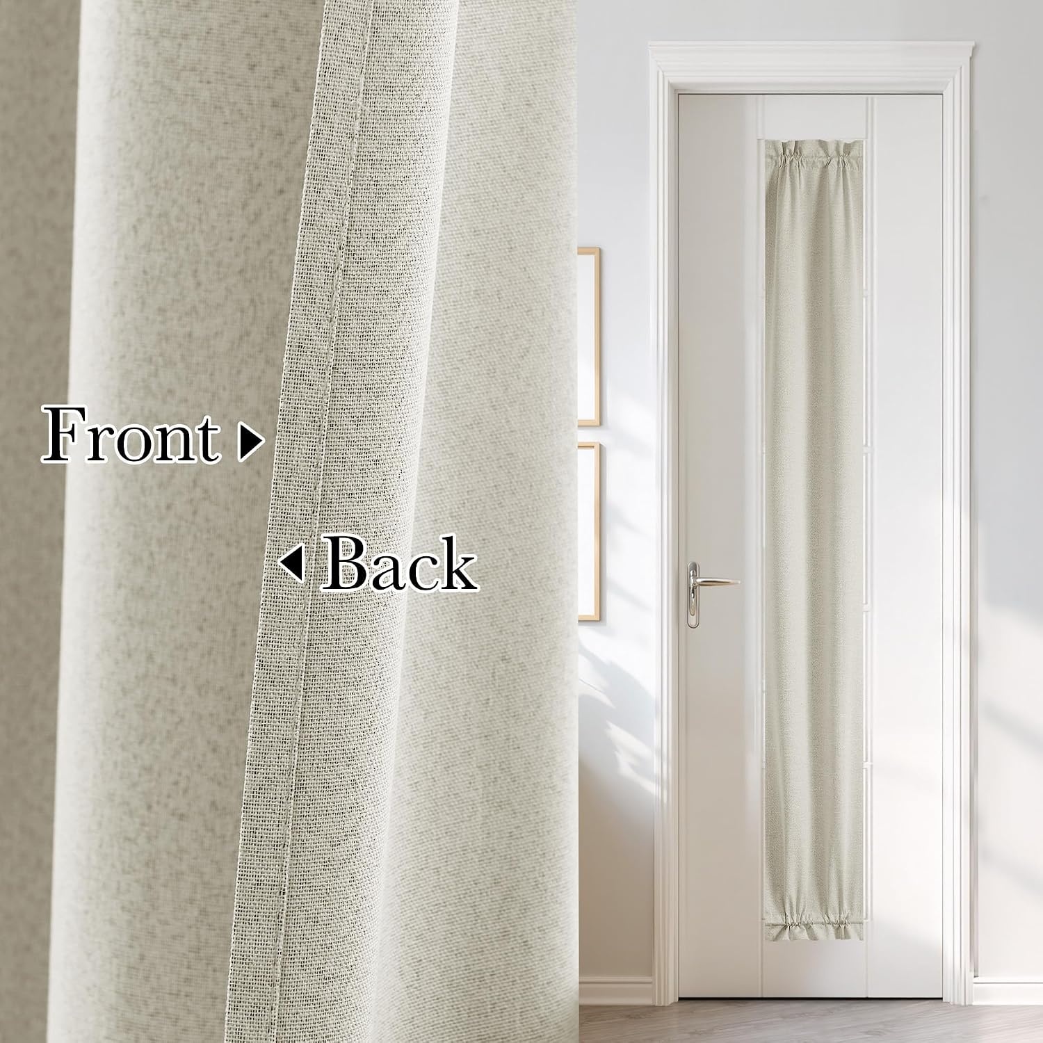 image:imageNICETOWN Dove Grey Blackout Linen French Door Curtain for Glass WindowLight Beige