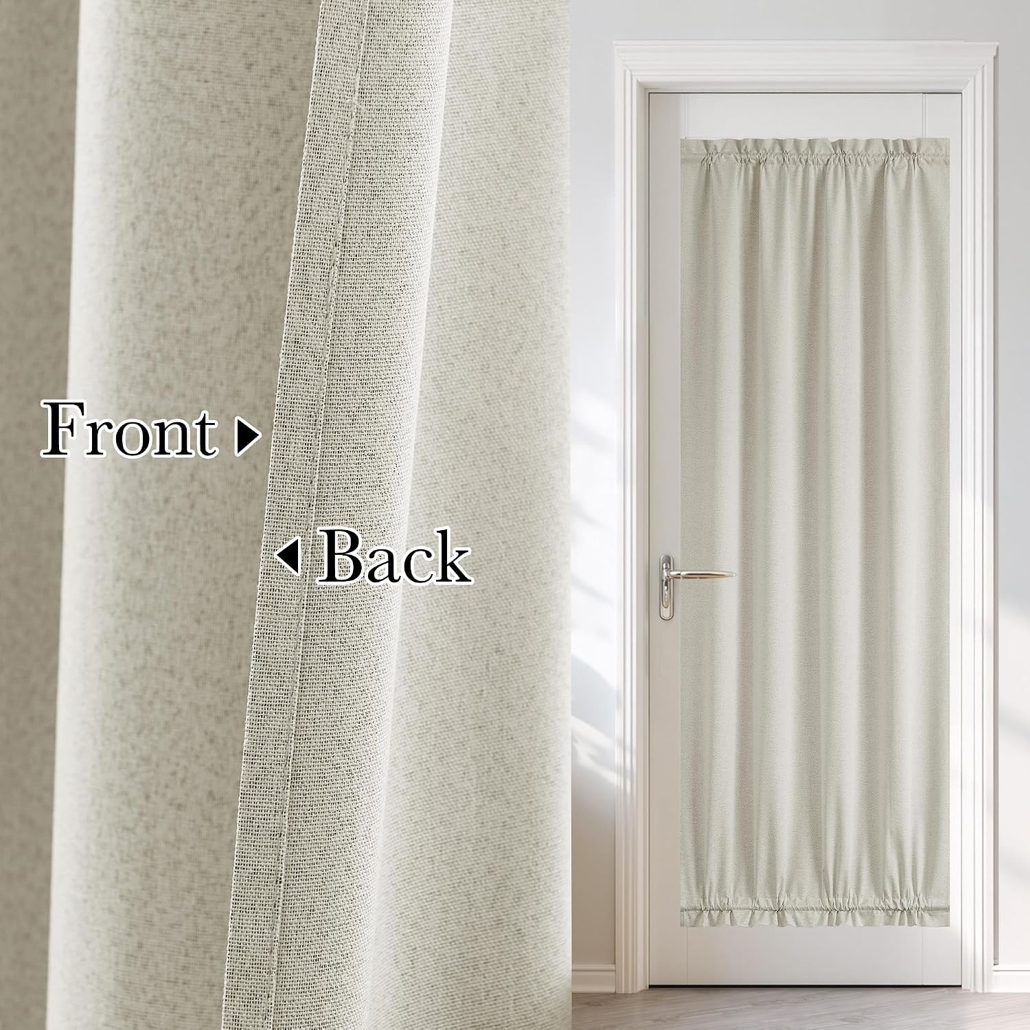 image:imageNICETOWN Dove Grey Blackout Linen French Door Curtain for Glass WindowLight Beige